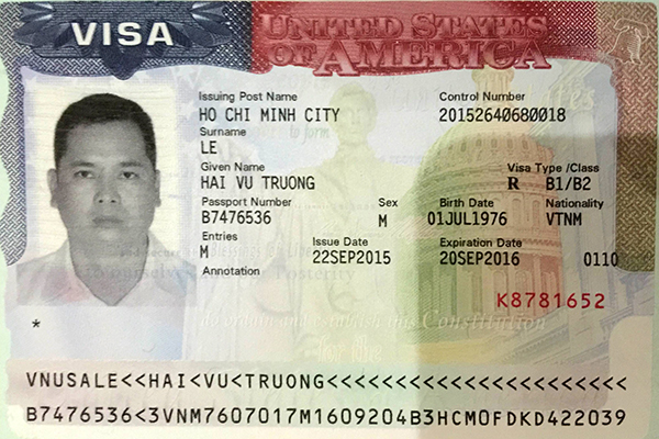 Lê Vũ Trường Hải đậu Visa du lịch Mỹ